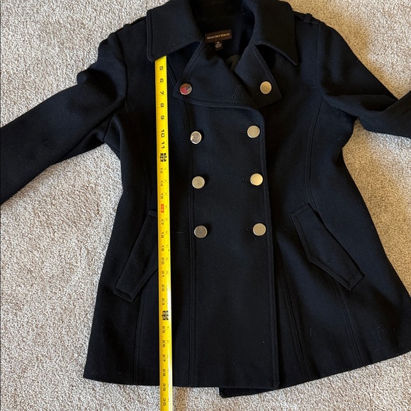 Dana Buchman Black Wool Blend Double-Breasted Pea Coat, Sz L - Picture 10 of 12